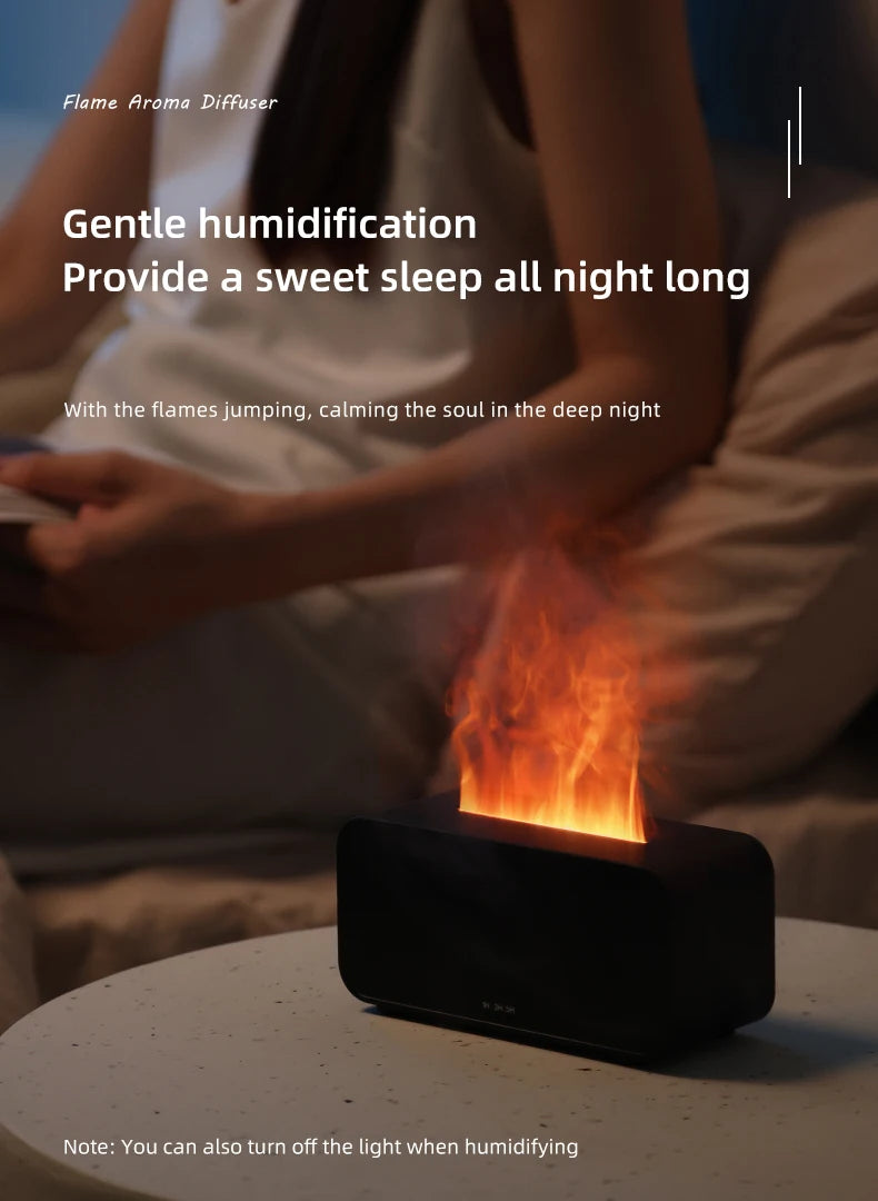 Mini Ultrasonic Aroma Diffuser & Cool Mist Humidifier – LED Flame Effect, Essential Oil Compatible, Quiet Fogger Design