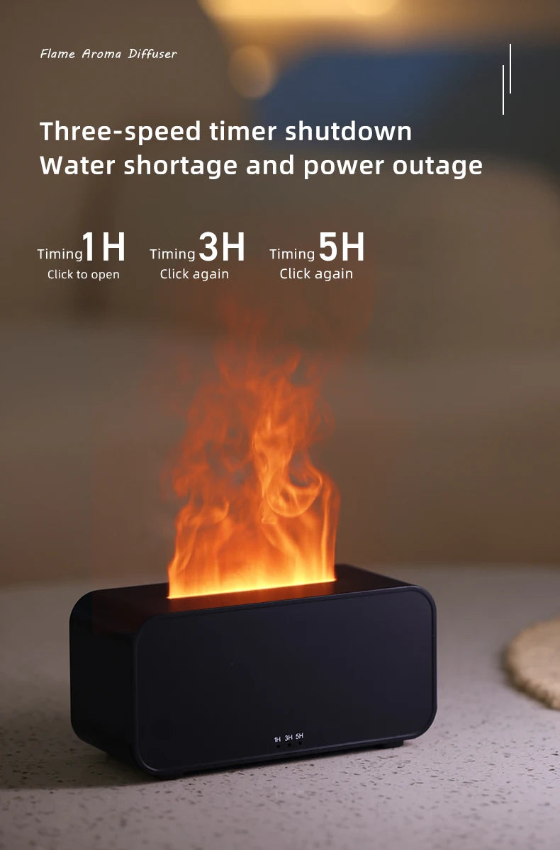 Mini Ultrasonic Aroma Diffuser & Cool Mist Humidifier – LED Flame Effect, Essential Oil Compatible, Quiet Fogger Design