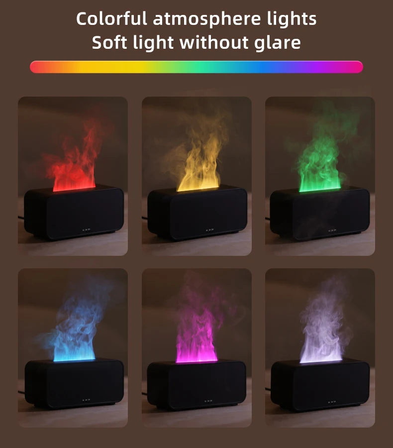 Mini Ultrasonic Aroma Diffuser & Cool Mist Humidifier – LED Flame Effect, Essential Oil Compatible, Quiet Fogger Design