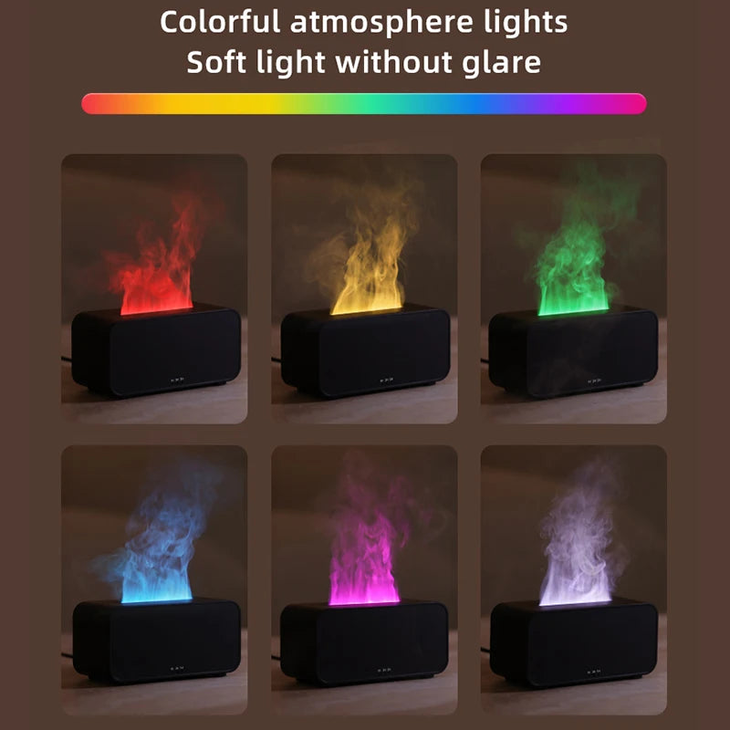 Mini Ultrasonic Aroma Diffuser & Cool Mist Humidifier – LED Flame Effect, Essential Oil Compatible, Quiet Fogger Design