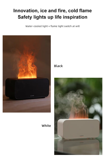 Mini Ultrasonic Aroma Diffuser & Cool Mist Humidifier – LED Flame Effect, Essential Oil Compatible, Quiet Fogger Design