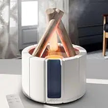 Campfire Flame Aromatherapy Diffuser – Wood Grain Cool Mist Humidifier with Remote Control & Auto Shut-Off