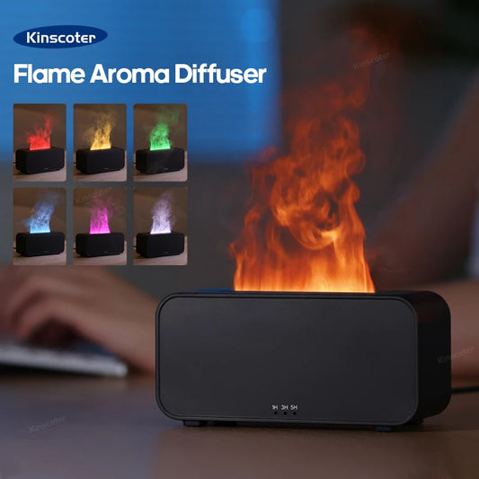 Mini Ultrasonic Aroma Diffuser & Cool Mist Humidifier – LED Flame Effect, Essential Oil Compatible, Quiet Fogger Design