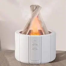 Campfire Flame Aromatherapy Diffuser – Wood Grain Cool Mist Humidifier with Remote Control & Auto Shut-Off