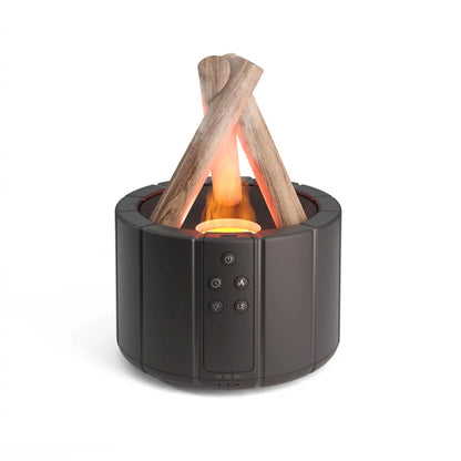 Campfire Flame Aromatherapy Diffuser – Wood Grain Cool Mist Humidifier with Remote Control & Auto Shut-Off