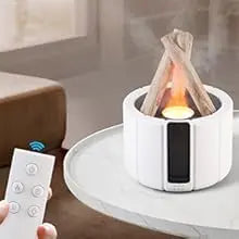 Campfire Flame Aromatherapy Diffuser – Wood Grain Cool Mist Humidifier with Remote Control & Auto Shut-Off