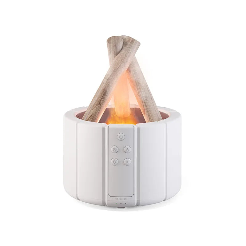 Campfire Flame Aromatherapy Diffuser – Wood Grain Cool Mist Humidifier with Remote Control & Auto Shut-Off