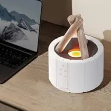 Campfire Flame Aromatherapy Diffuser – Wood Grain Cool Mist Humidifier with Remote Control & Auto Shut-Off
