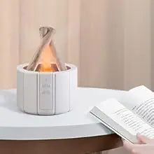 Campfire Flame Aromatherapy Diffuser – Wood Grain Cool Mist Humidifier with Remote Control & Auto Shut-Off