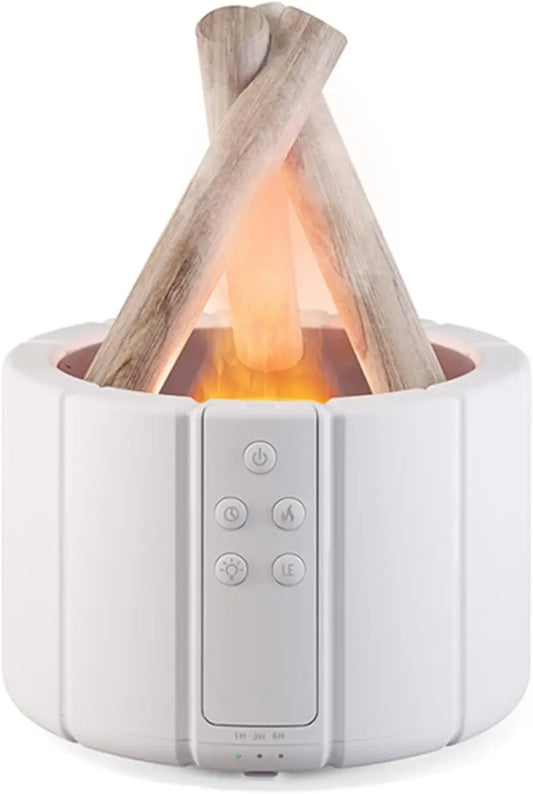 Campfire Flame Aromatherapy Diffuser – Wood Grain Cool Mist Humidifier with Remote Control & Auto Shut-Off