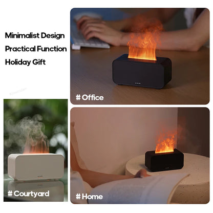 Mini Ultrasonic Aroma Diffuser & Cool Mist Humidifier – LED Flame Effect, Essential Oil Compatible, Quiet Fogger Design