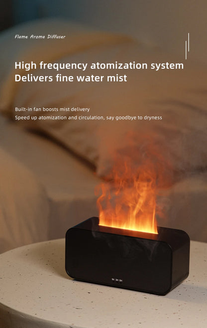 Mini Ultrasonic Aroma Diffuser & Cool Mist Humidifier – LED Flame Effect, Essential Oil Compatible, Quiet Fogger Design