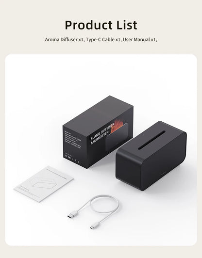Mini Ultrasonic Aroma Diffuser & Cool Mist Humidifier – LED Flame Effect, Essential Oil Compatible, Quiet Fogger Design